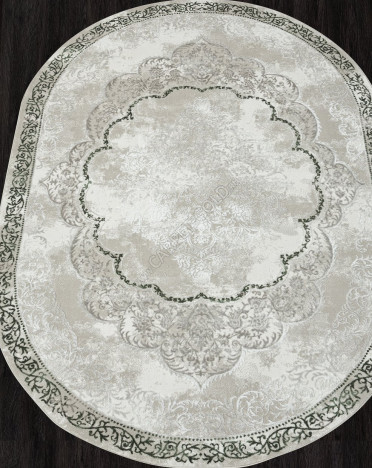 Ковер турецкий GL073Z NENSI (Хит-сет, бежевый, зеленый) овальный