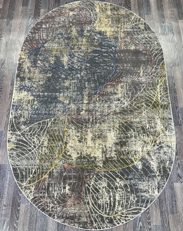 Ковер турецкий A3362B Lisa (Полиэстер хит-сет, серый) овальный