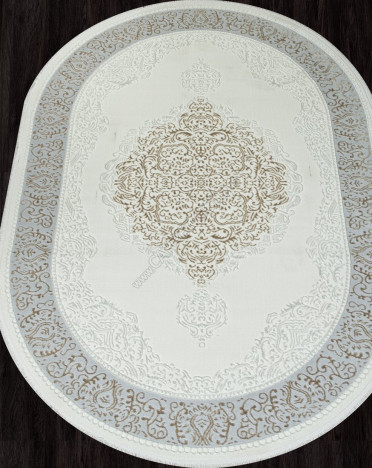 Ковер турецкий 00759B SAHARA (Полиэстер, кремовый) овальный