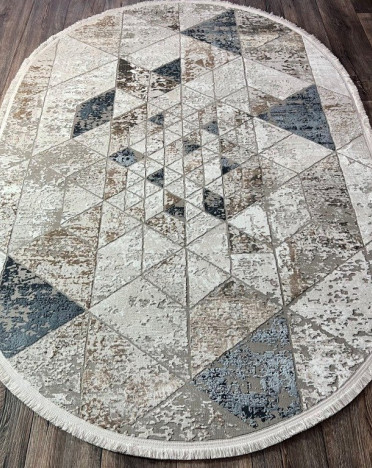 Турецкий ковер овальный Atlantik Hali Deco 23092A (Полиэстер, синий, серый)