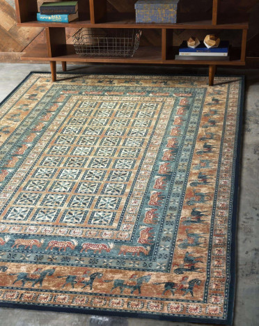 Ковер бельгийский 4301-500 KASHQAI Shapur (Шерсть, зеленый, черный)